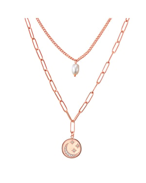 Necklace stainless steel rose gold freshwater cultured pearl white preciosa white Valero Pearls