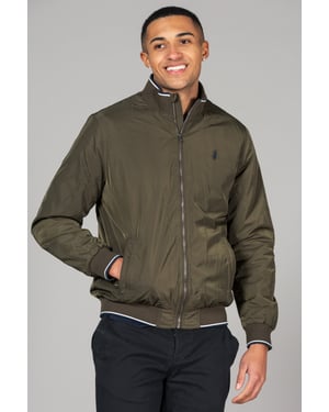 Khaki Funnel Neck Zip Jacket