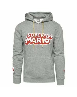 Puma x Super Mario Nintendo Long Sleeve Pullover Grey Mens Hoodie 589098 01
