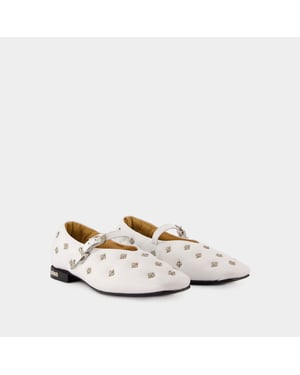 Aj1342 Ballerinor - Toga Pulla - Läder - Vit