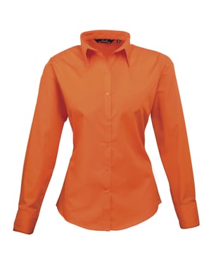 Premier Womens/Ladies Poplin Long-Sleeved Blouse (Orange)