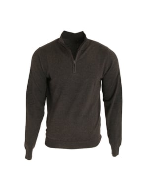Premier Mens 1/4 Zip Neck Knitted Sweater (Charcoal)