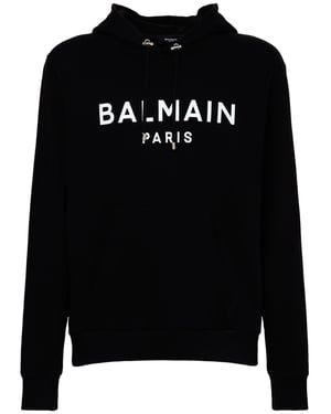 Balmain Paris Logo Printed Hoodie in Black