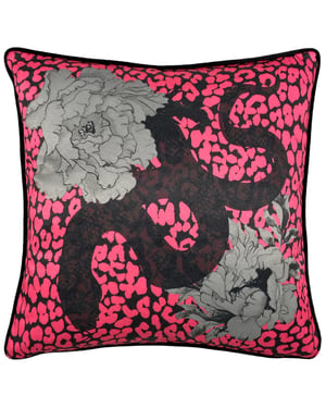 furn. Serpentine Animal Printed Piped Cushion Cover