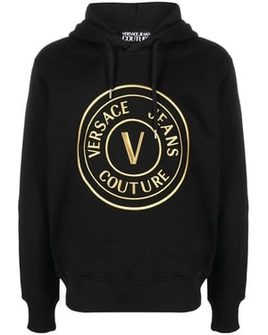 Versace Jeans Svart Bomulls Hoodie med Logodetaljer