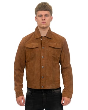 Mens Goat Suede Leather Jeans Jacket-Adelaide