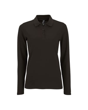 SOLS Dames/Dames Perfect Pique Poloshirt met Lange Mouwen (Zwart)