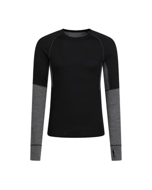 Mountain Warehouse Heren Ultra Merino Wol Ronde Hals Base Layer Top (Zwart)