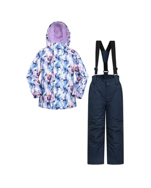 Mountain Warehouse kinder-/kinderski-jas en -broek met patroon (Paars)