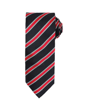 Premier Mens Stripe Waffle Tie (Black/Red)