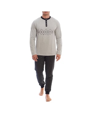 KLP3 Heren Lange Mouwen Fleece Winterpyjama
