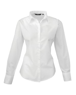 Premier Dames/Dames Popeline Blouse met Lange Mouwen (Wit)
