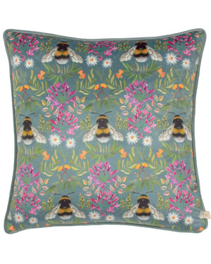 Wylder Nature House of Bloom Zinnia Bee Repeat Piped Cushion Cover