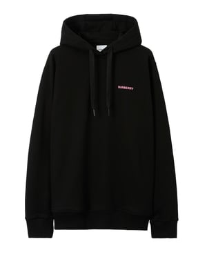 Burberry Pink Oak Leaf Crest Logo Hoodie in Black