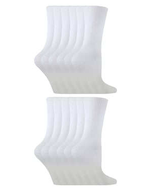 12 par multipack färgglada fritidsstrumpor i bomull för barn | Sock Snob | enfärgade klädstrumpor för pojkar och flickor - vit