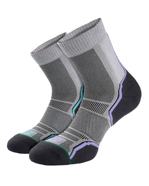 1000 Mile - 2 Pack Dames Trail Enkele Laag Vochtregulerende Merino Wol Sokken - Grijs