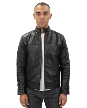 Mens Retro Leather Biker Jacket-Amsterdam