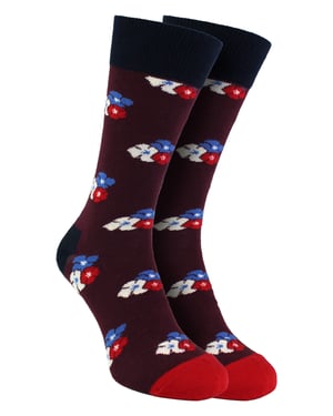 HS by Happy Socks - Heren 3-Pak Classic Flower Dress Sokken - Bloem (Bordeaux)