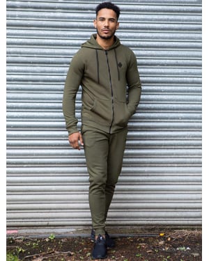 Enzo | Heren Zip Up Hoodie Tracksuit Set - Khaki
