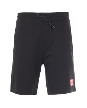 HUGO Logo Patch Sustainable Sweat Shorts - Black
