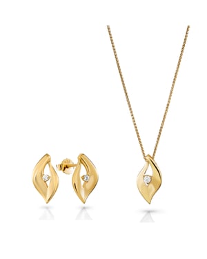Orphelia 'Milan' Women's 925 Sterling Silver Set: Chain-Pendant + Earrings - Gold SET-7519/G