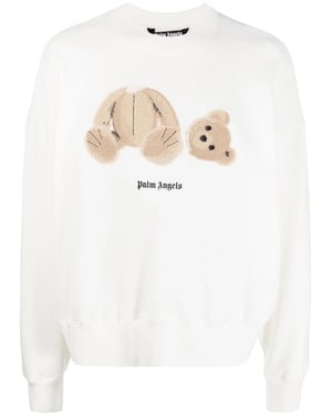 Palm Angels Bear Crew Neck Sweatshirt Vit