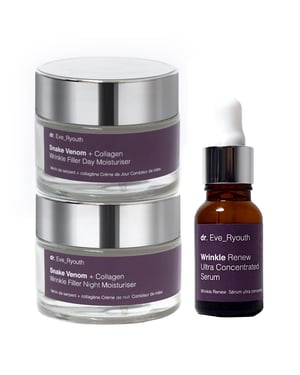 Snake Venom + Collagen Wrinkle Filler Day Moisturiser 50ml + Snake Venom + Collagen Wrinkle Filler Night Moisturiser 50ml + Wrinkle Renew Ultra Concentrated Serum 15ml
