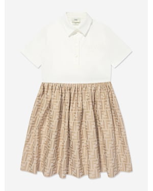 Fendi Flickor FF Jacquard Klänning i Beige