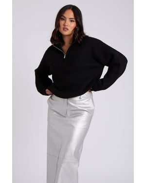 Urban Bliss Black Ribbed Half Zip Jumper