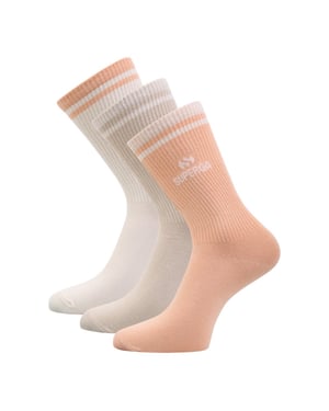 Superga Unisex Adult Ribbed Knitted Socks (Pack of 3) (Peach/White/Tan)