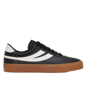 Superga Unisex 4834 Club S Swallow Contrast Detail Vegan Leather Trainers voor volwassenen (Zwart/Gum)