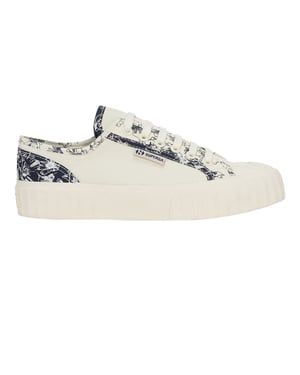 Superga Dames/Dames 2630 Stripe Sketched Flowers Trainers (Beige Natuurlijk/Navy)