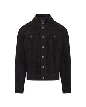 Heren Trucker Geit Su�de Westerse Leren Jeansjas - Yangon
