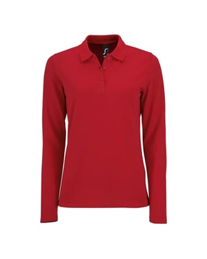 SOLS Dames/Dames Perfect Pique Poloshirt met Lange Mouwen (Rood)