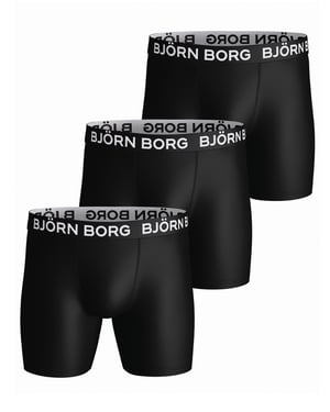 Björn Borg - 3 Pack Mens Performance Boxer Briefs | Sports Underwear Shorts - Black
