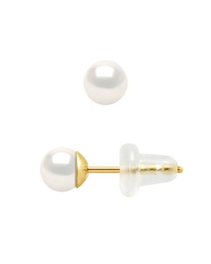 DIADEMA - Earrings - Yellow Gold and Real Freshwater Pearls