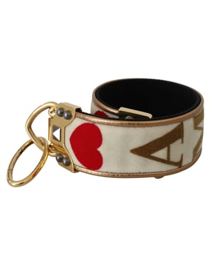Dolce & Gabbana goud wit textiel leer amore schouder damesriem