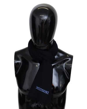 Missoni Mannen Zwart 100% Wol Gebreide Unisex Nek Omslagdoek Sjaal