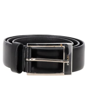Prada Logo Gespriem Belts van Zwart Leer