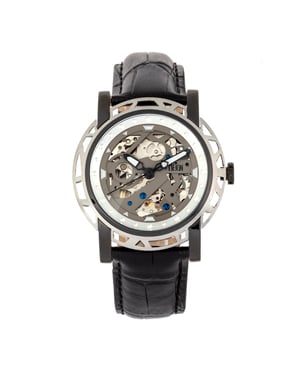 Reign Stavros Automatic Skeleton Leather-Band Watch