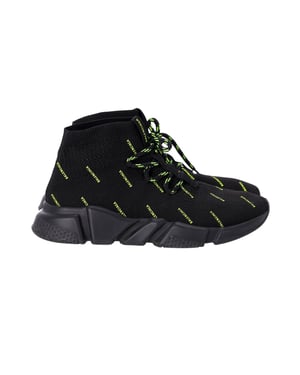 Balenciaga Speed Lace-Up All Over Print Sneakers in Black Polyester