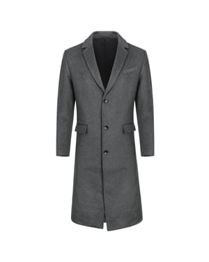 Knälång vinterullrock för män Slim Fit Turn-Down Collar Business Coats Grå