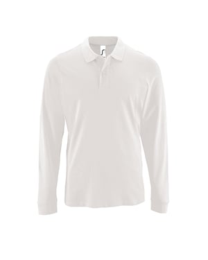 SOLS Mens Perfect Long Sleeve Pique Polo Shirt (White)