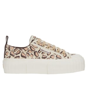 Superga Womens/Ladies 2631 Giraffe Print Platform Trainers (Beige Natural)