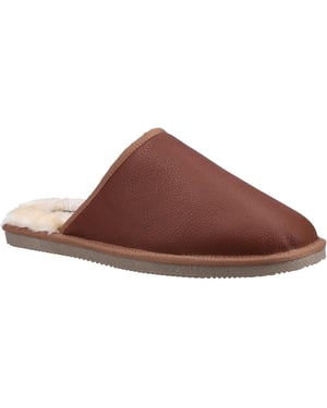 Hush Puppies Heren Coady Leren Slippers (Tan)