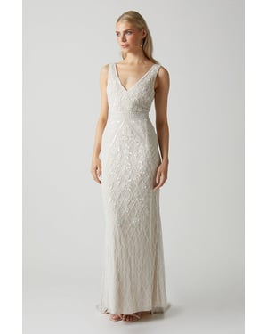Plunge Floral Embellished Wedding Dress