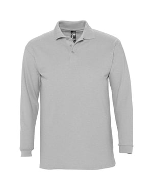 SOLS Mens Winter II Long Sleeve Pique Cotton Polo Shirt (Grey Marl)