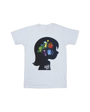 Disney Jongens Binnenste Buiten Hoofd Silhouet T-shirt (Wit)