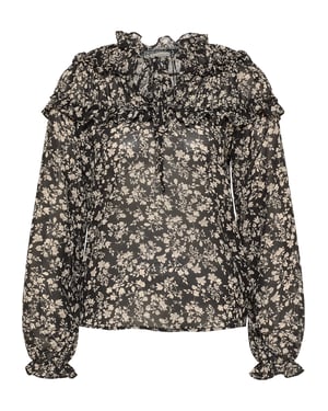 Dreimaster Blouse met ruches bridgeport Dames zwart wit