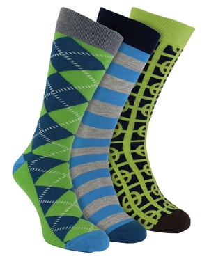 HS by Happy Socks - Heren 3-Pack Klassieke Structuur Dress Socks - Target (Groen)